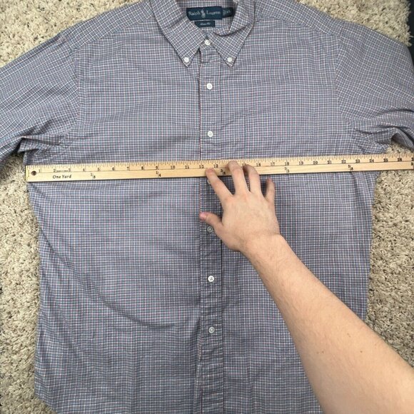 Ralph Lauren Classic Fit Shirt XL Orange Blue Checked Long Sleeve Button Up - Picture 5 of 7